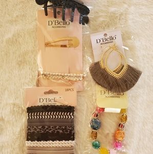 New D'Bello Jewelry & hair accessories bundle of 5
